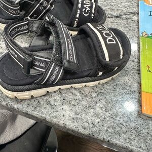 Dolce & Gabbana Black Sporty Sandals with Velcro Fasteners